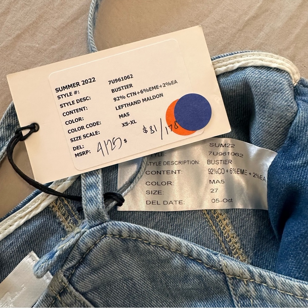 7 for all mankind bustier denim crop top - Picture 6 of 6